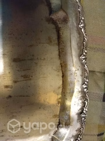 Bandeja antigua bañada en plata - Imagen 2