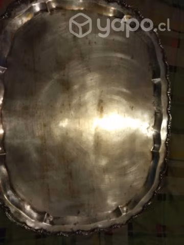 Bandeja antigua bañada en plata - Imagen 3