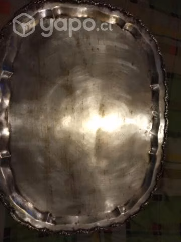 Bandeja antigua bañada en plata - Imagen 4
