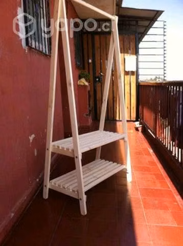 Perchero de madera plegable dos repisas - Imagen 2
