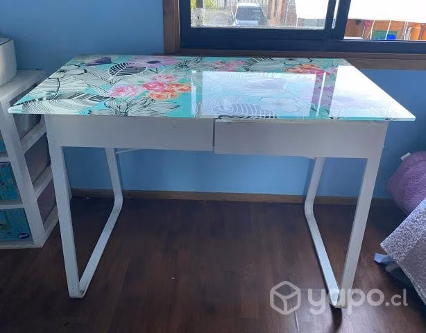 Escritorio de vidrio flores - Imagen 2
