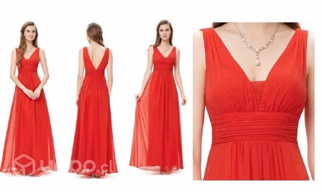 Vestido largo de fiesta rojo. Talla 12 (L)
