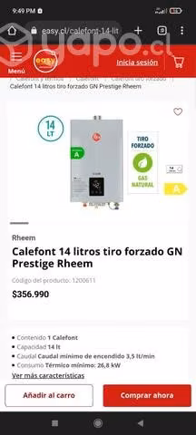 Calefont 14 litros Rheem nuevo