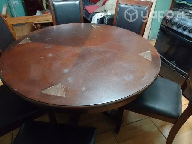Comedor redondo impecable con 6 sillas