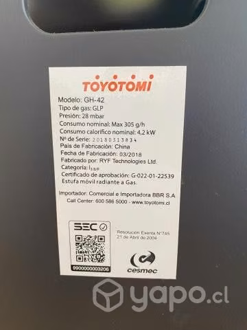 Estufa a gas Toyotomi
