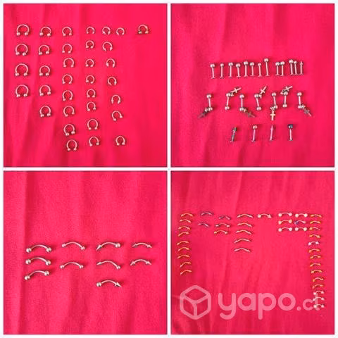piezas de piercings, pinzas y más