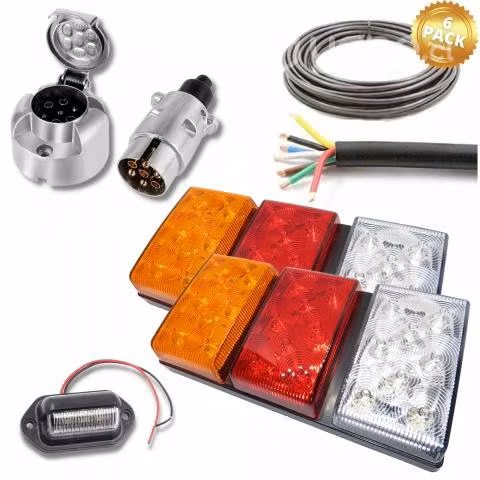 Foco Trasero Led 12v Carro Arrastre Cable 5 Mts