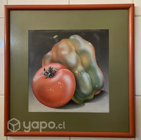 Cuadro técnica aerógrafo de tomate y pimentón