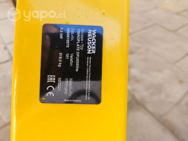 Placa Wacker 6.500 kg Alemana Diesel COMPACTEC