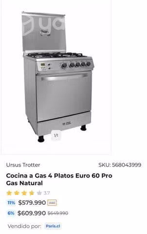 Cocina a gas trotter casi nueva