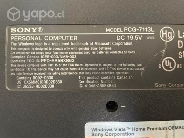 Notebook Sony VAIO Modelo PCG 7113L - Imagen 5