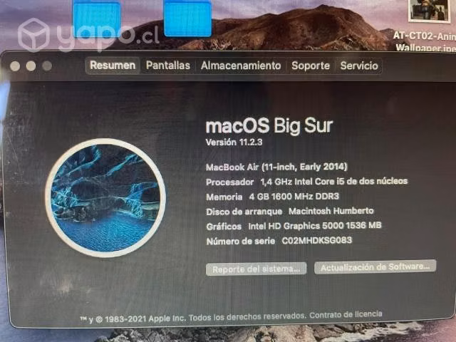 MacBook Air I5 11" 120 GB