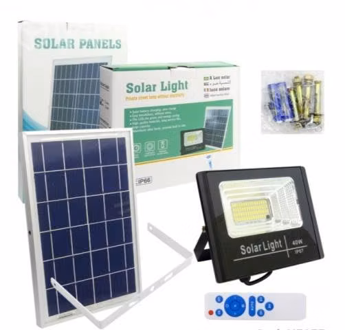 Foco Solar 62 LED, 40Watt C/Control Remoto Luz Bla