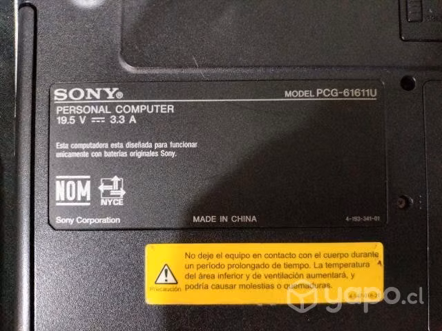 Notebook Vaio solo para repuestos - Imagen 2