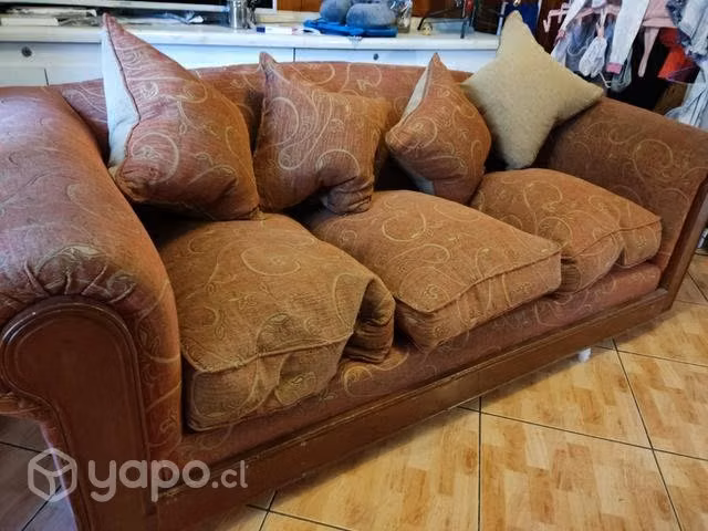 Sofá naranja estilo antiguo + 2 sitúales - Imagen 2
