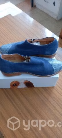 Zapatos de cuero color azul - Imagen 2