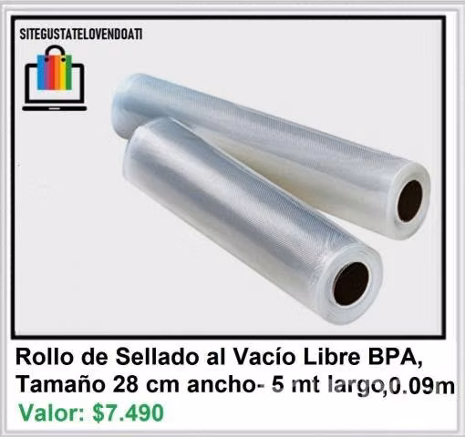 Rollos de Sellado al Vacío 28 cm ancho por 5 metro