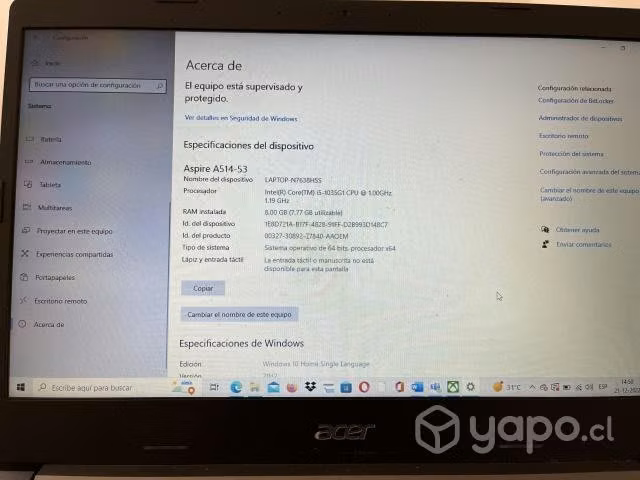 Notebook acer aspire 5