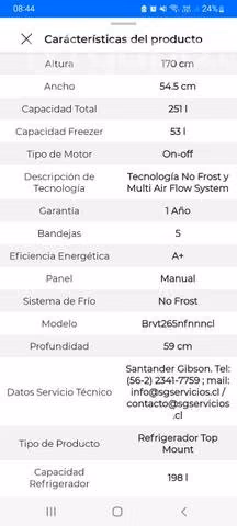 Nevera de 251litros