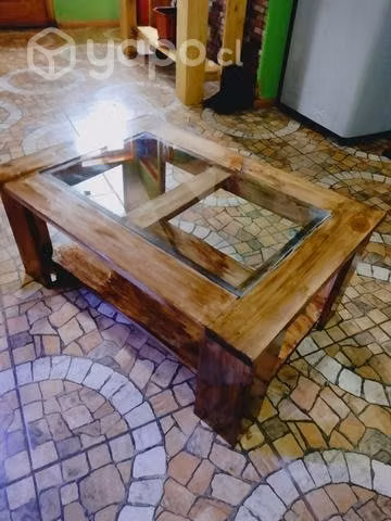 Mesa centro Rustica con Vidrio Precio conversable - Imagen 2