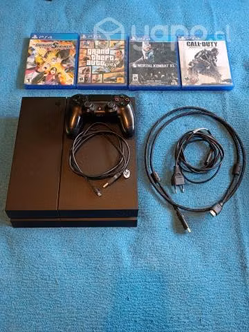 PS4 con juegos y sus accesorios
