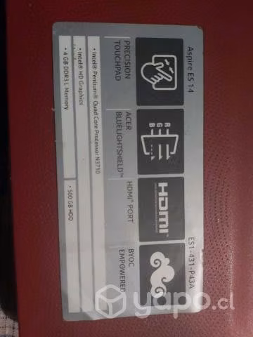 Notebook Acer Aspire ES1-431-P43A USADO - Imagen 2