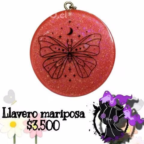 Llavero mariposa resina