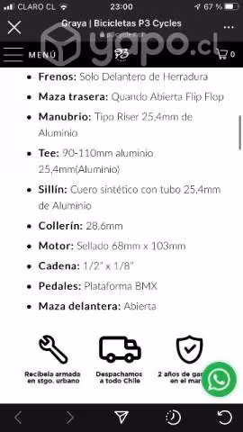 Bicicleta fixie marca P3