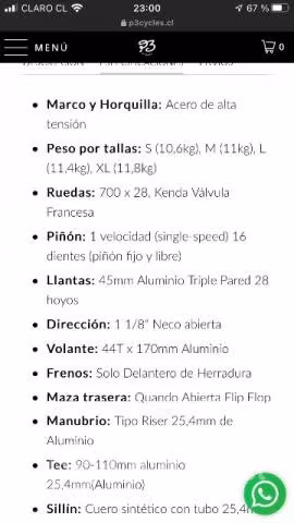 Bicicleta fixie marca P3