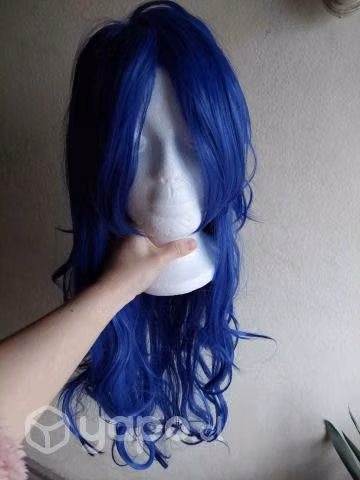 Peluca Kanekalon Azul 70 Cms. Nueva - Imagen 2