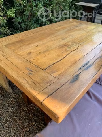 Mesa madera lenga 140x90 con 2 banquetas