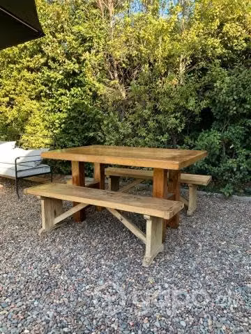 Mesa madera lenga 140x90 con 2 banquetas