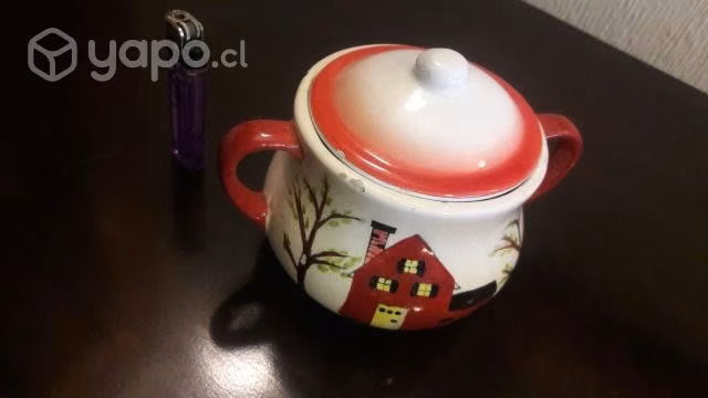 Azucarero de cerámica pintado a mano