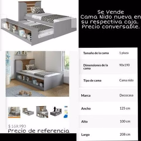 Cama Nido 1 plaza, NUEVA. Nunca se armaron