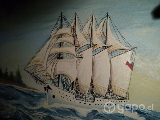 Pintura óleo ,bastidor ,buque esmeralda 70x90
