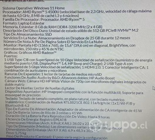 Notebook PAVILION HP