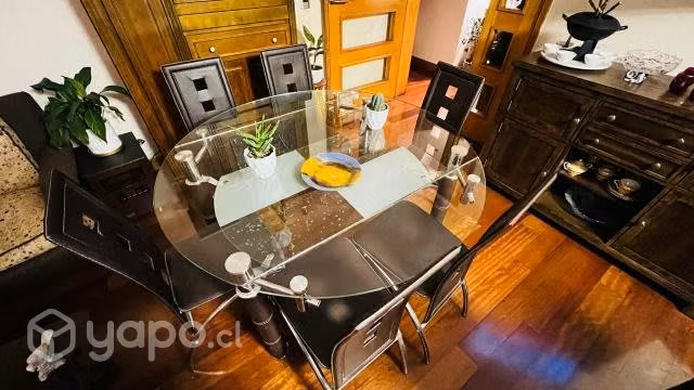 Mesa de comedor vidrio con 6 sillas
