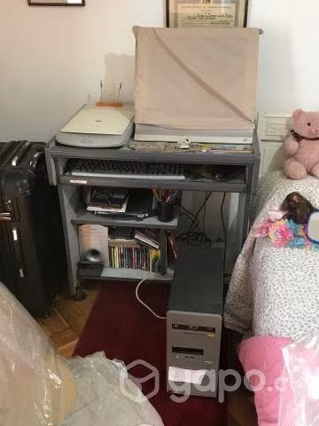 Computador Lenovo con impresora, mueble y scanner