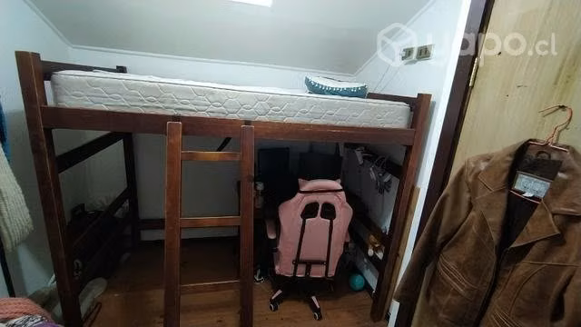 Cama alta de madera, plaza y media
