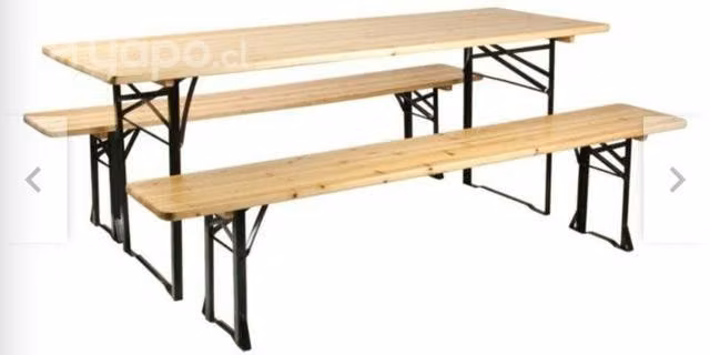 Mesa Plegable con bancos 199 cm. Madera