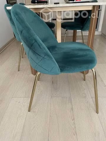 Sillas velvet verde con dorado