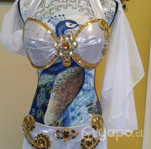Traje Danza Árabe Blanco con Dorado