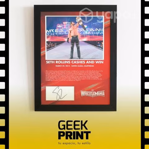 Wwe seth rollins cuadro conmemorativo autografo