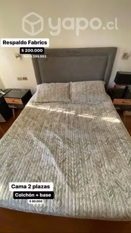 Cama 2 plazas base dividida y respaldo