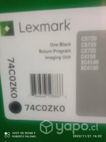 Unidad den imagen Lexmark 74c0zk0 original