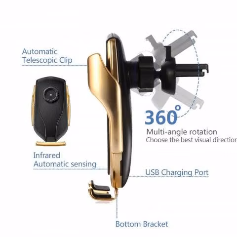 Soporte Celulares Para Autos 10w Micro Usb 360°