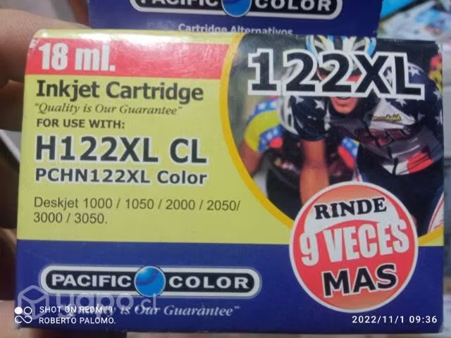 Tinta HP 122xl alternativa color original de alta