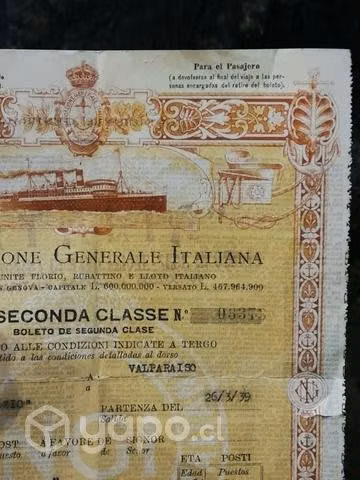 Boleto Marítimo de 1939