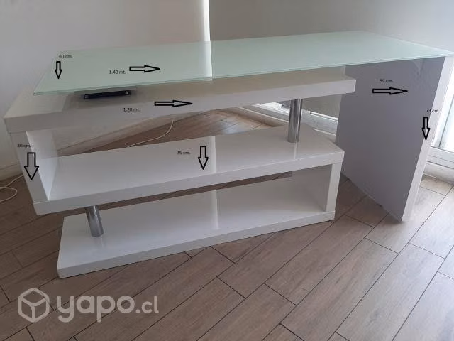 Escritorio vidrio templado, con ruedas