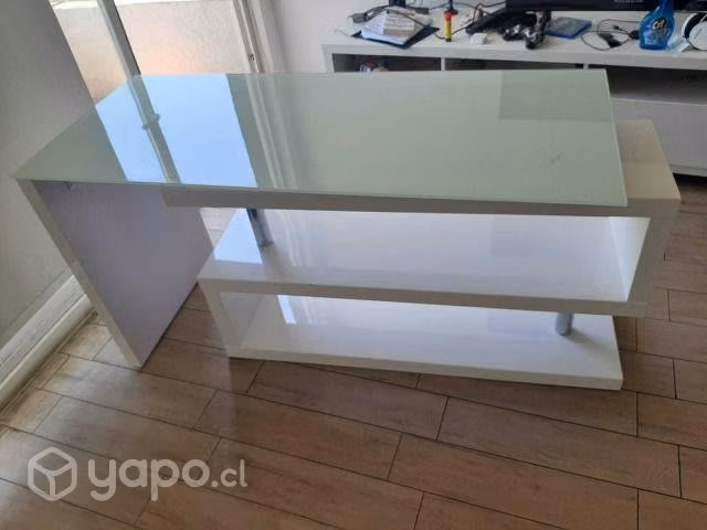 Escritorio vidrio templado, con ruedas